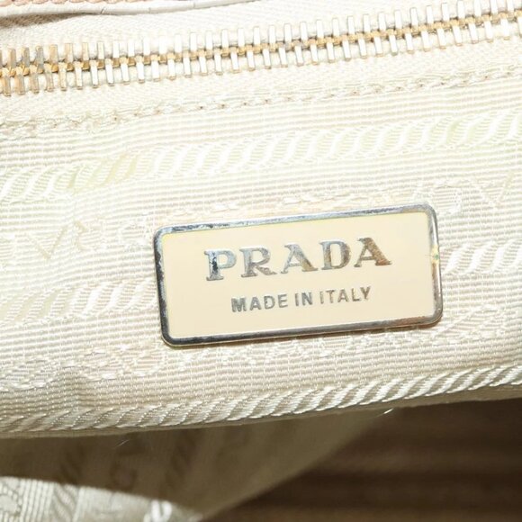 PRADA Hand Bag Nylon Beige Gold Auth 129942 - Picture 10 of 16